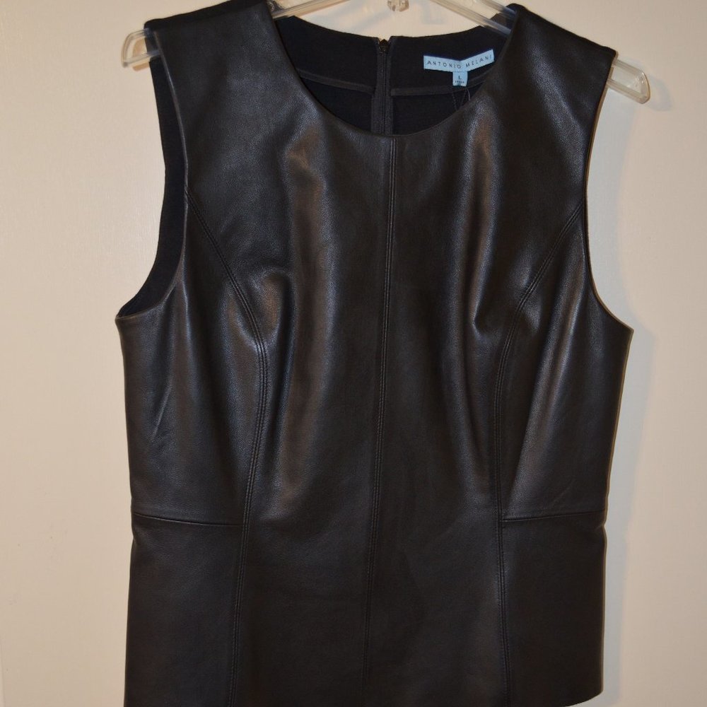 NWT Antonio Melani Genuine Leather top -  Black